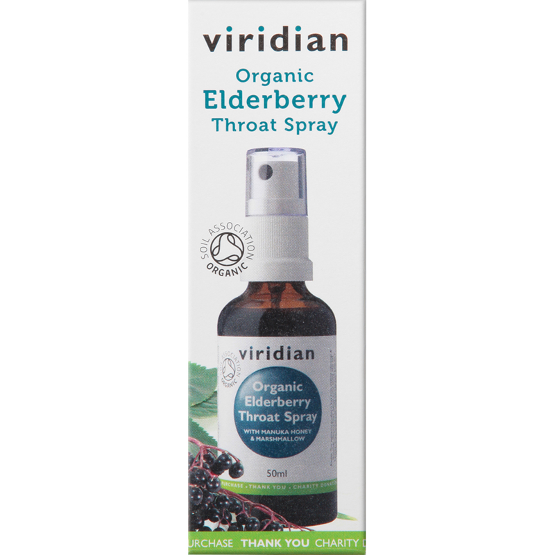 Viridian Elderberry Throat Spray NV (Organic) 50ml size #629 Up To 30% Off