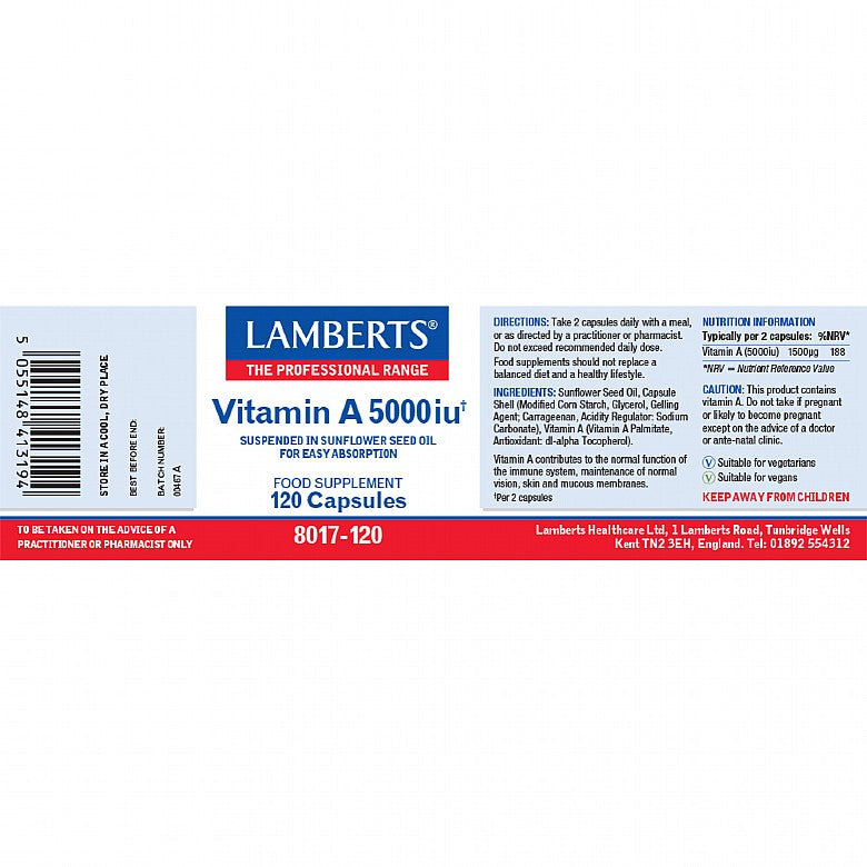 Lamberts Vitamin A 5000iu 120 Capsules #8017