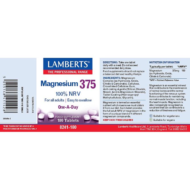 Lamberts Magnesium 375 180 Tabs #8241