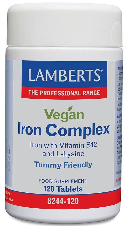 Lamberts Bio-Iron Complex (Vitamin B12 and L-Lysine) 120 Tablets #8244