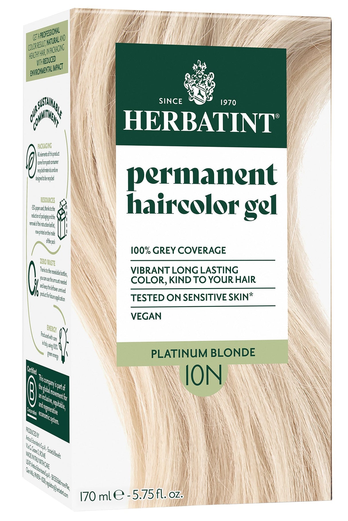 Herbatint Permanent Hair Colour 10N Platinum Blonde - £7.91 when you bulk buy!