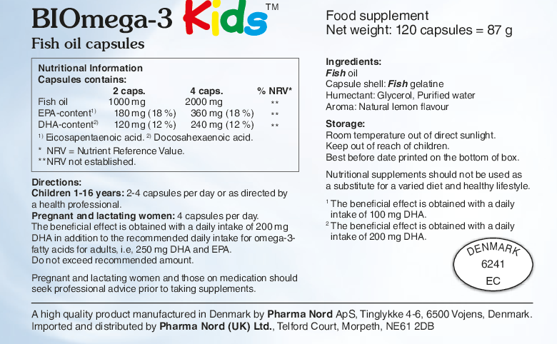 Pharma Nord BIOmega-3 Kids Fish Oil 500mg 120 caps