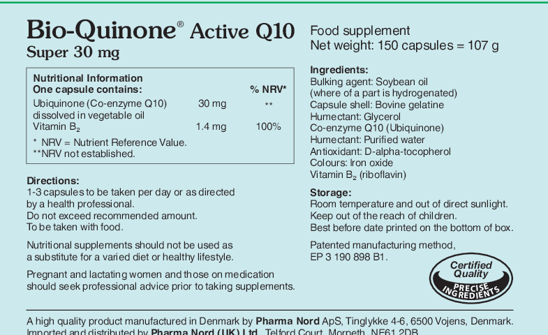 Pharma Nord Bio-Quinone Active Q10 Super 30mg (Ubiquinone) 150 caps
