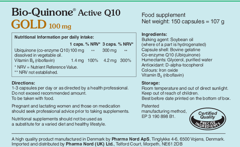 Pharma Nord Bio-Quinone Q10 GOLD 100mg (Ubiquinone) 150 caps