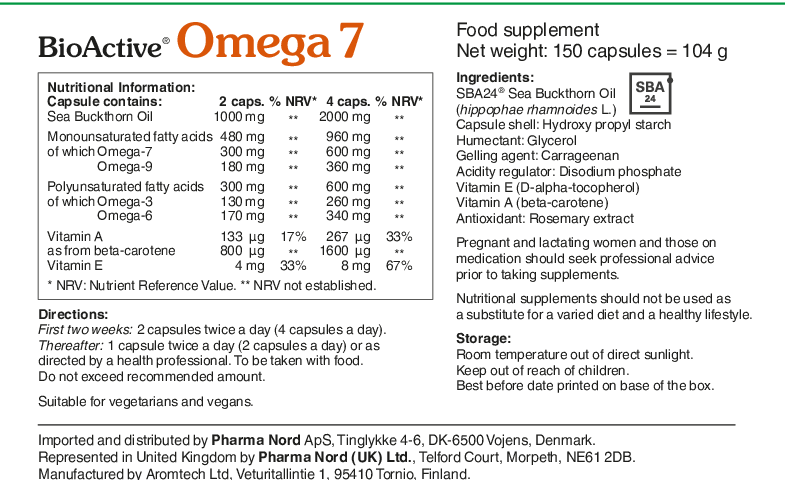 Pharma Nord Omega 7 Sea Buckthorn Oil 150 caps