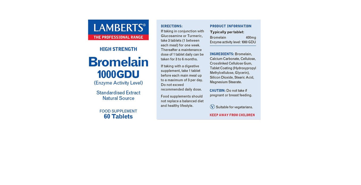 Lamberts Bromelain (1250GDU) 60 Tablets # 8520