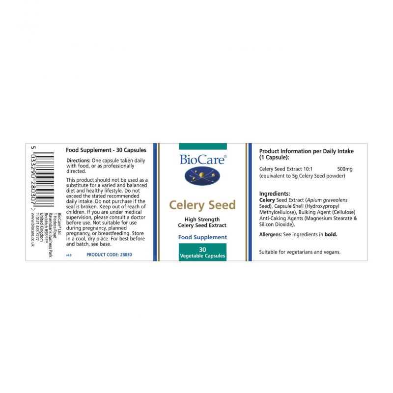 Biocare Celery Seed 30 Capsules # 28030