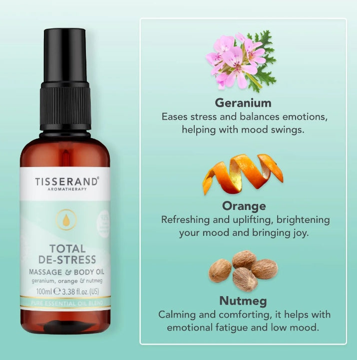 Tisserand Total De-Stress Massage & Body Oil 100ml