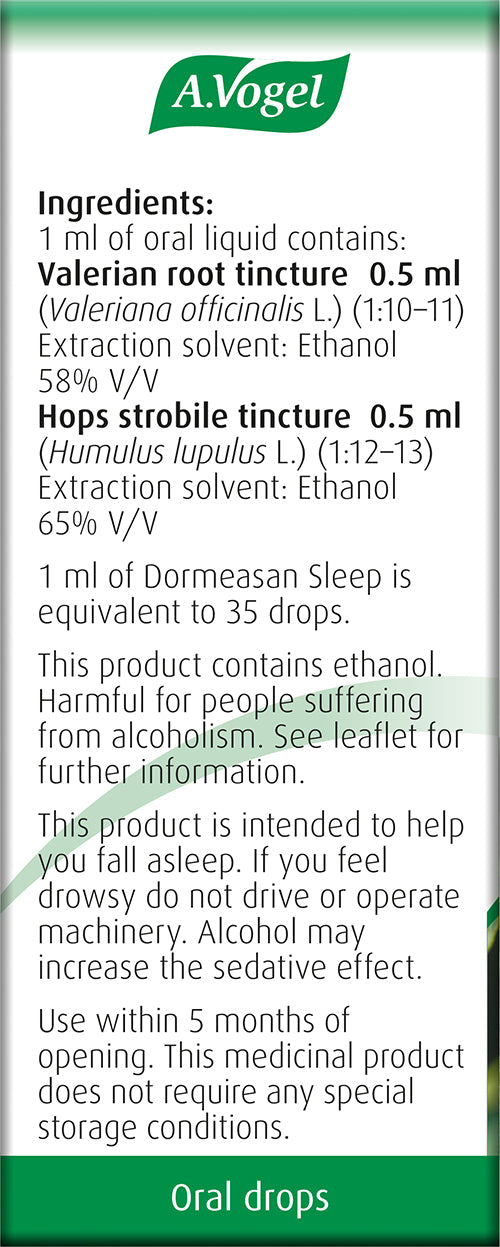 A Vogel Dormeasan 50ml Sleep Valarian-Hops oral drops
