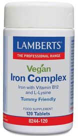 Lamberts Bio-Iron Complex (Vitamin B12 and L-Lysine) 120 Tablets #8244