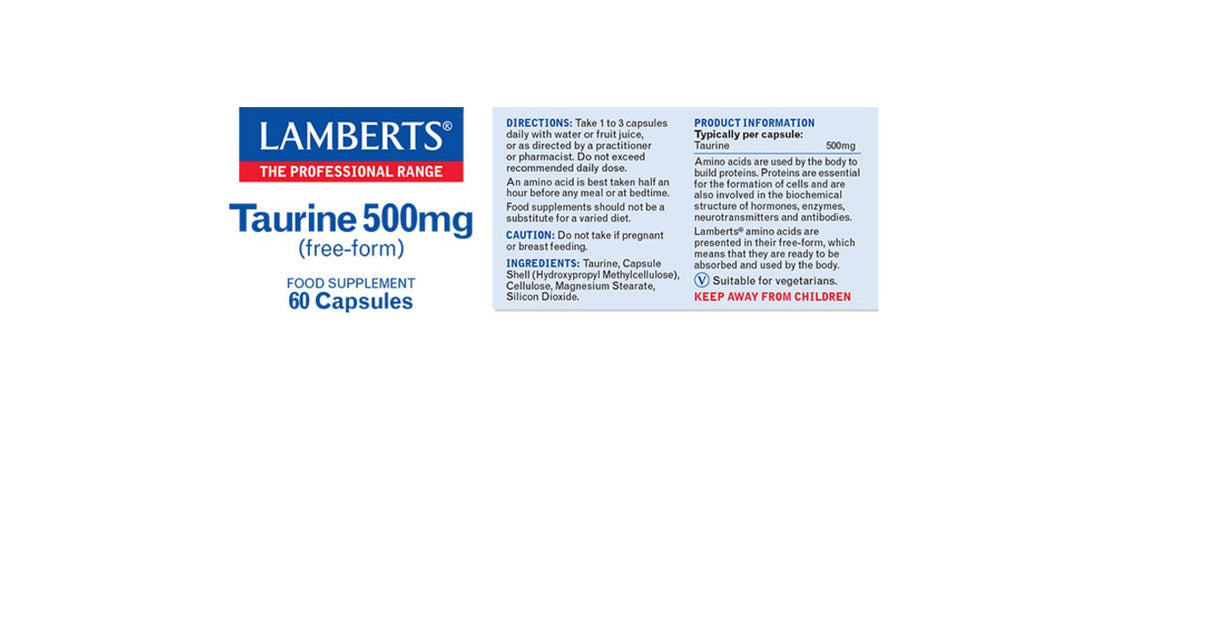 Lamberts Taurine 500mg (60 Capsules) # 8325