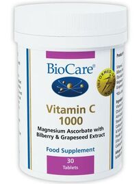 BioCare Vitamin C 1000mg (Magnesium Ascorbate Bilberry & Vitaflavan) # 30730
